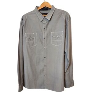 Marc Ecko Cut & Sew Mens XL‎ Gray Button Down Shirt Long Sleeve Pockets